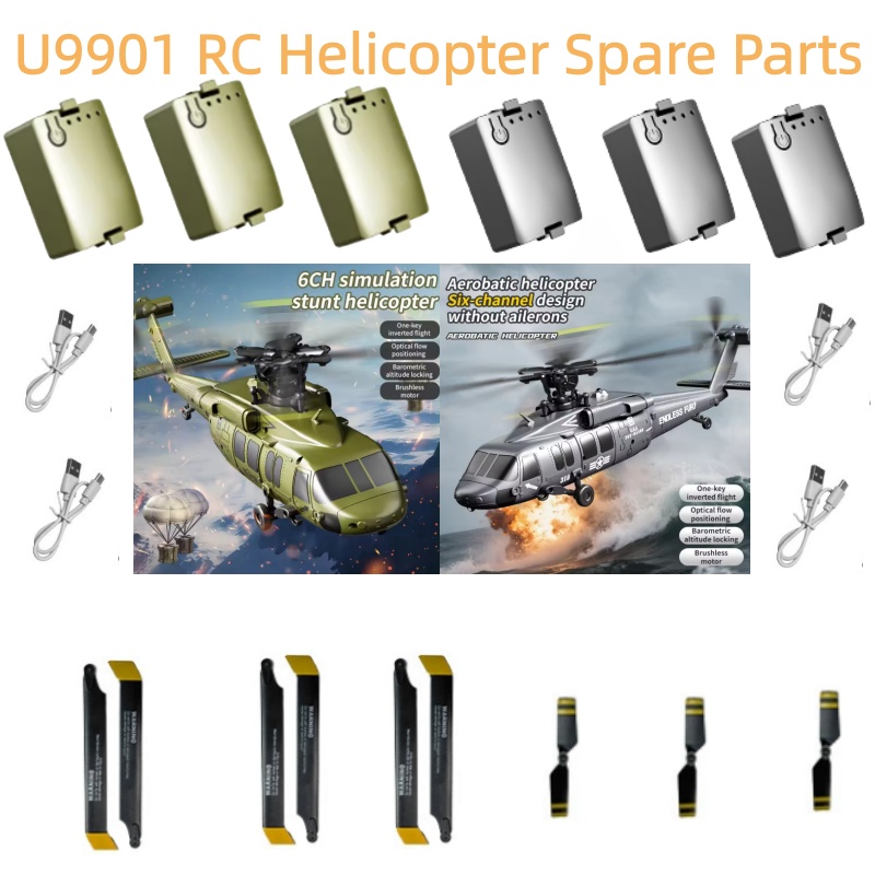 Rc Helicopter Coaxial - 7.4V 300Mah Pil JJRC U9901 Helikopter