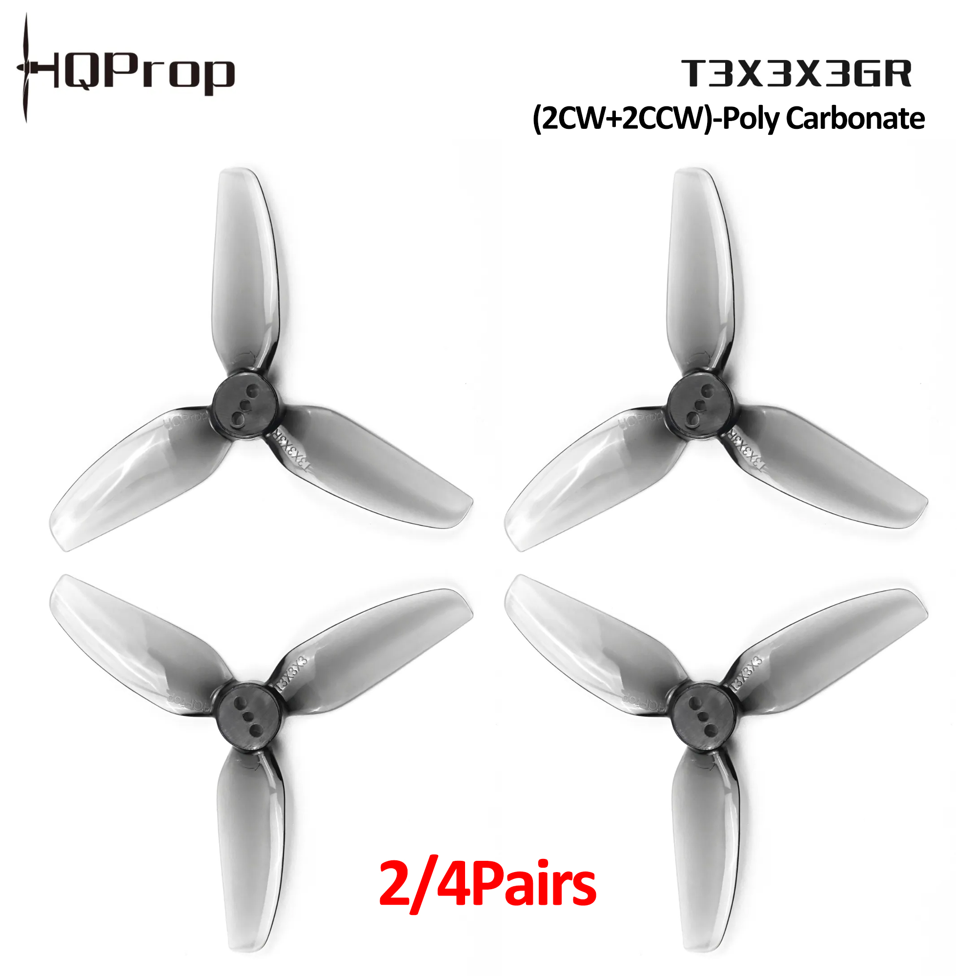 Rc Helicopter Blade - 2/4 Çift HQProp T3X3X3GR Pervane, 3